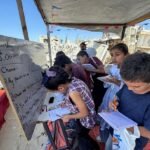 Gaza kids education school tent